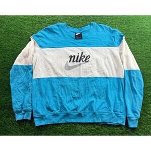 Nike Colorblock Crewneck Sweatshirt Men’s Blue/White Swoosh Logo CK1299-487 Sz L